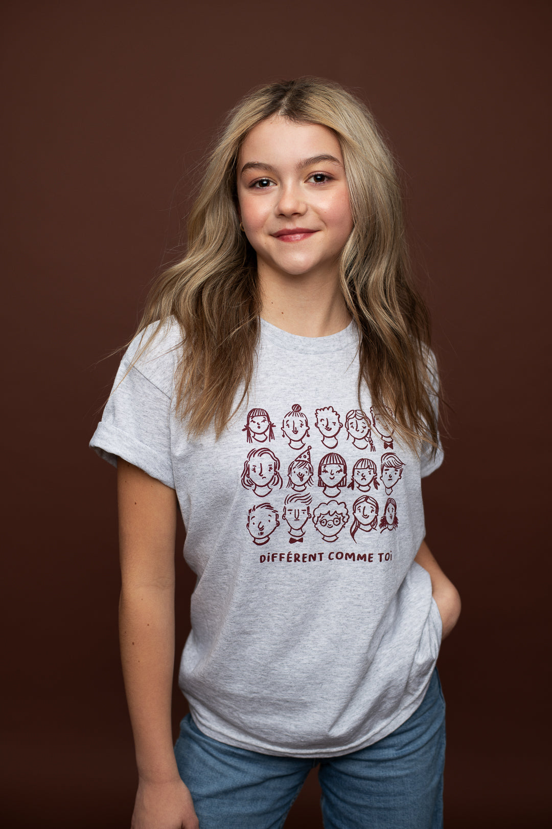 T-shirt Différent comme toi - enfant - gris pâle (illustration)