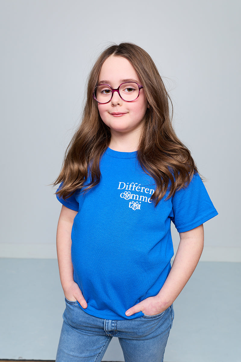 T-shirt Différent comme toi - enfant - bleu royal (illustration par LeBicar)