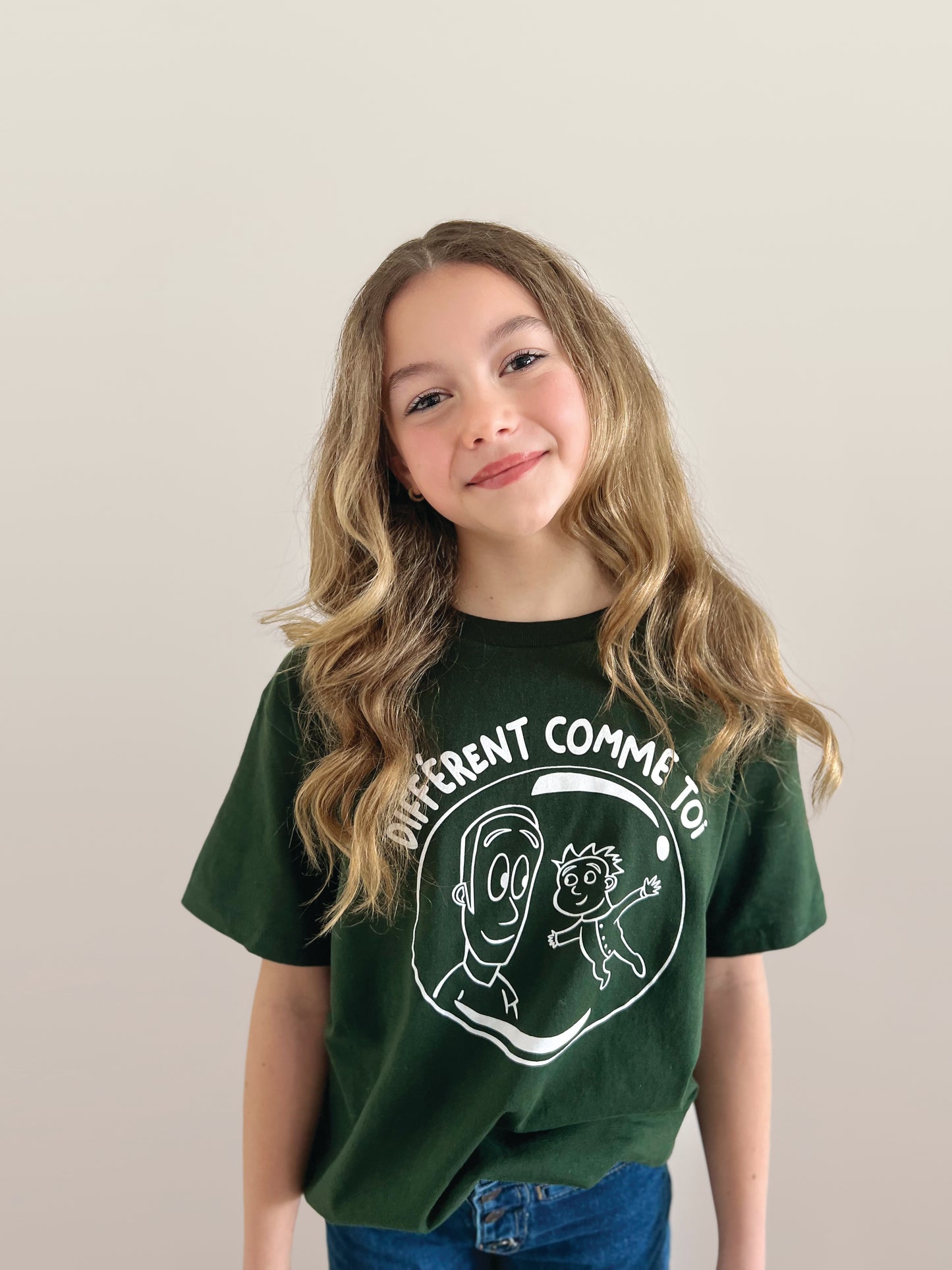 T-shirt Différent comme toi - enfant - vert irlandais (illustration)